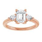 14K rose gold 1 CT Emerald Diamond Three-Stone Engagement Ring Setting