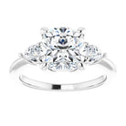 14K white gold 3 CT Cushion Diamond Three-Stone Engagement Ring Setting