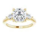 14K yellow gold 3 CT Cushion Diamond Three-Stone Engagement Ring Setting