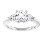 14K white gold 1 CT Cushion Diamond Three-Stone Engagement Ring Setting