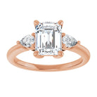 14K rose gold 2 CT Emerald Diamond Three-Stone Engagement Ring Setting