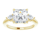 14K yellow gold 3 CT Asscher Diamond Three-Stone Engagement Ring Setting