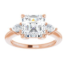 14K rose gold 3 CT Asscher Diamond Three-Stone Engagement Ring Setting