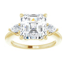 14K yellow gold 4 CT Asscher Diamond Three-Stone Engagement Ring Setting