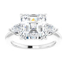 14K white gold 4 CT Asscher Diamond Three-Stone Engagement Ring Setting