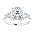 14K white gold 4 CT Cushion Diamond Three-Stone Engagement Ring Setting