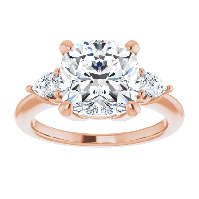 14K rose gold 4 CT Cushion Diamond Three-Stone Engagement Ring Setting