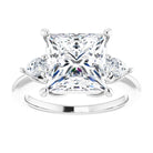 14K white gold 4 CT Square Diamond Three-Stone Engagement Ring Setting