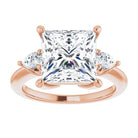 14K rose gold 4 CT Square Diamond Three-Stone Engagement Ring Setting