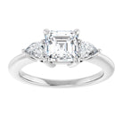 14K white gold 1 CT Asscher Diamond Three-Stone Engagement Ring Setting