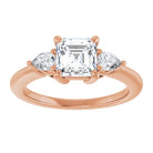 14K rose gold 1 CT Asscher Diamond Three-Stone Engagement Ring Setting