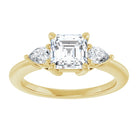 14K yellow gold 1 CT Asscher Diamond Three-Stone Engagement Ring Setting