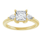 14K yellow gold 1 CT Square Diamond Three-Stone Engagement Ring Setting