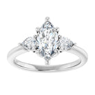 14K white gold 1 CT Marquise Diamond Three-Stone Engagement Ring Setting