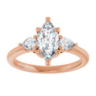 14K rose gold 1 CT Marquise Diamond Three-Stone Engagement Ring Setting