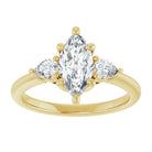 14K yellow gold 1 CT Marquise Diamond Three-Stone Engagement Ring Setting