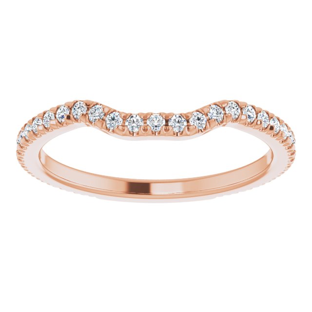 14K rose gold French-Set East-West Diamond Halo Matching Wedding Band