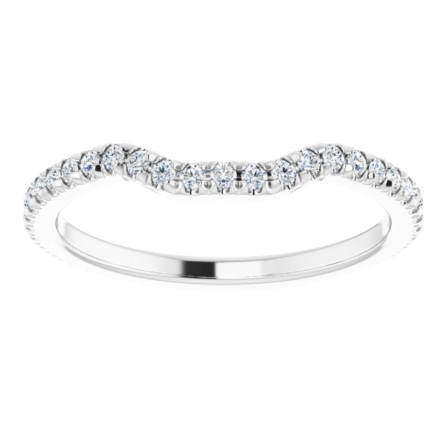 14K white gold French-Set East-West Diamond Halo Matching Wedding Band