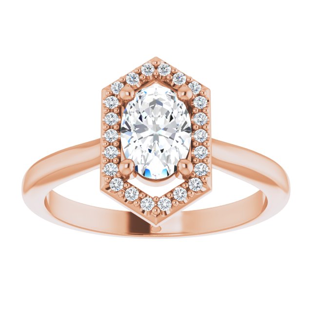 14K rose gold 3/4 CT Vintage Diamond Halo Engagement Ring Setting