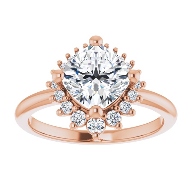 14K rose gold 2 CT Cushion DiamondSaddle Halo Diamond Engagement Ring Setting