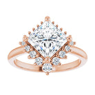 14K rose gold 2 CT Square DiamondSaddle Halo Diamond Engagement Ring Setting