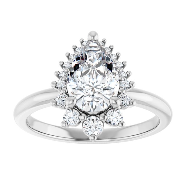 14K white gold 2 CT Pear DiamondSaddle Halo Diamond Engagement Ring Setting