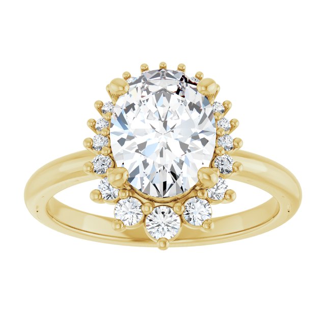 14K yellow gold 2 CT Oval DiamondSaddle Halo Diamond Engagement Ring Setting