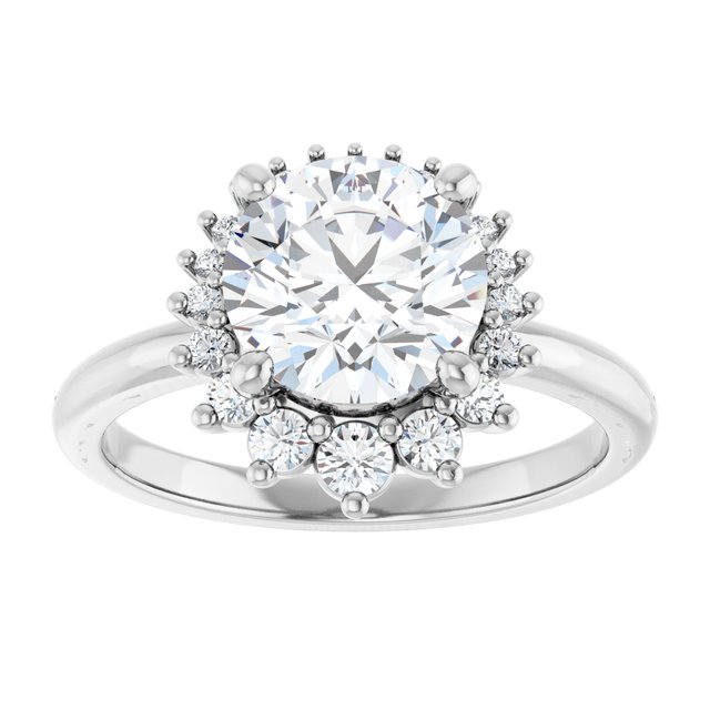 14K white gold 2 CT Round DiamondSaddle Halo Diamond Engagement Ring Setting