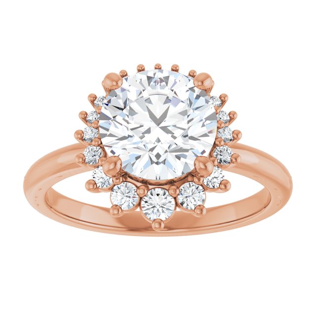 14K rose gold 2 CT Round DiamondSaddle Halo Diamond Engagement Ring Setting