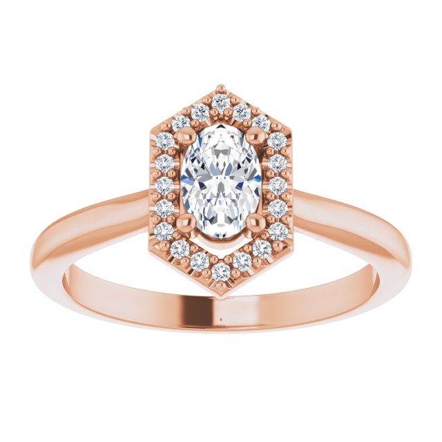 14K rose gold 1/2 CT Vintage Diamond Halo Engagement Ring Setting