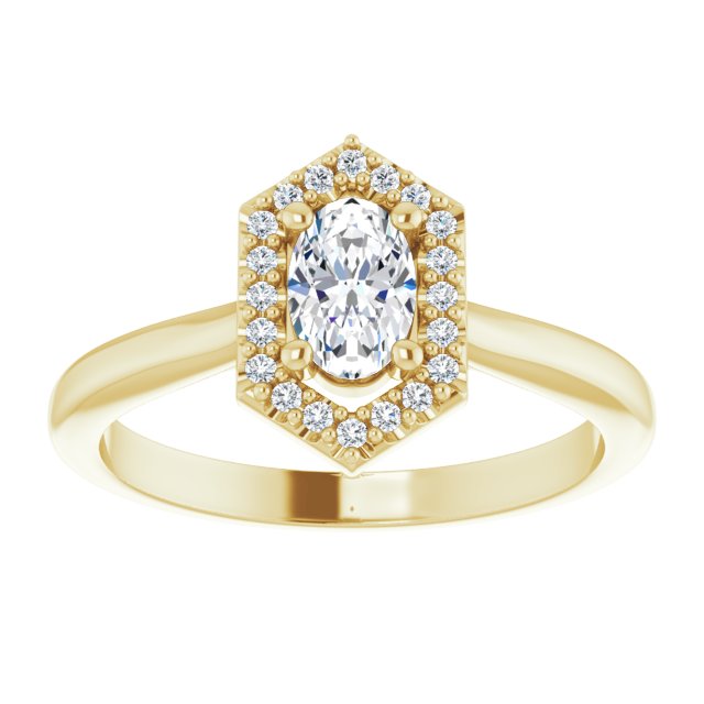 14K yellow gold 1/2 CT Vintage Diamond Halo Engagement Ring Setting