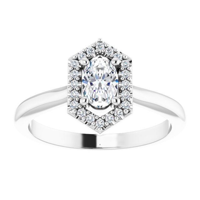 14K white gold 1/2 CT Vintage Diamond Halo Engagement Ring Setting