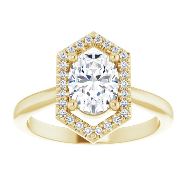 14K yellow gold 1 CT Vintage Diamond Halo Engagement Ring Setting