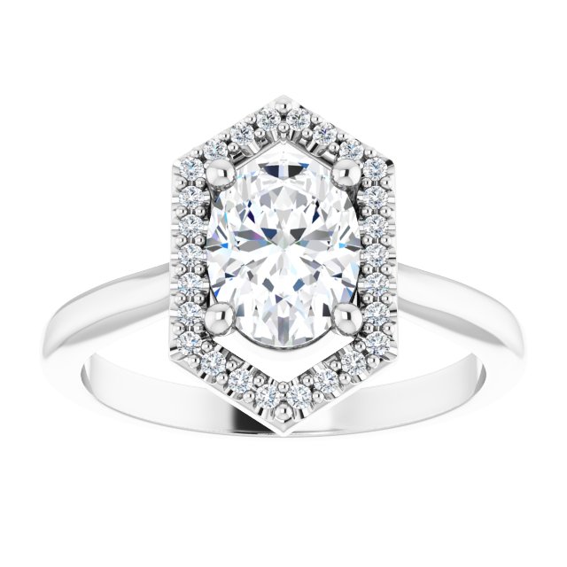 14K white gold 1 CT Vintage Diamond Halo Engagement Ring Setting