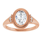 14K rose gold 1 CT Oval Diamond Milgrain Bezel-Set Diamond Engagement Ring Setting