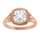 14K rose gold 2 CT Cushion Diamond Milgrain Bezel-Set Diamond Engagement Ring Setting