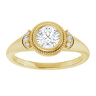 14K yellow gold 1/2 CT Round Diamond Milgrain Bezel-Set Diamond Engagement Ring Setting