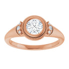 14K rose gold 1/2 CT Round Diamond Milgrain Bezel-Set Diamond Engagement Ring Setting