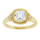 14K yellow gold 1 CT Cushion Diamond Milgrain Bezel-Set Diamond Engagement Ring Setting