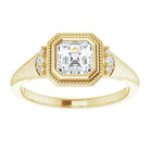 14K yellow gold 1/2 CT Asscher Diamond Milgrain Bezel-Set Diamond Engagement Ring Setting