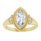 14K yellow gold 1 CT Marquise Diamond Milgrain Bezel-Set Diamond Engagement Ring Setting