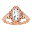 14K rose gold 1 CT Marquise Diamond Milgrain Bezel-Set Diamond Engagement Ring Setting