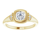 14K yellow gold 1/2 CT Cushion Diamond Milgrain Bezel-Set Diamond Engagement Ring Setting