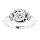 14K white gold 1/2 CT Cushion Diamond Milgrain Bezel-Set Diamond Engagement Ring Setting