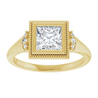 14K yellow gold 1 CT Square Diamond Milgrain Bezel-Set Diamond Engagement Ring Setting