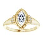 14K yellow gold 1/2 CT Marquise Diamond Milgrain Bezel-Set Diamond Engagement Ring Setting