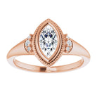 14K rose gold 1/2 CT Marquise Diamond Milgrain Bezel-Set Diamond Engagement Ring Setting