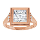 14K rose gold 2 CT Square Diamond Milgrain Bezel-Set Diamond Engagement Ring Setting