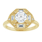 1/5 Ctw Natural Diamond Semi-Set Art Deco Inspired Engagement Ring