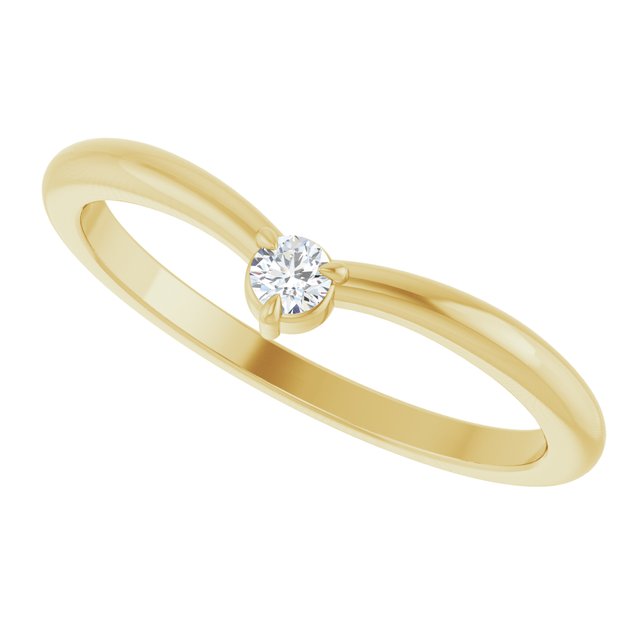 14K white gold Stackable Diamond V Ring